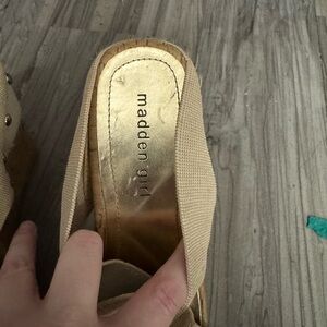 Madden Girl Gold and Tan Wedges